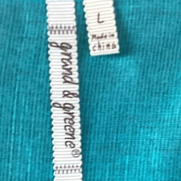 Grande & Greene Tunic Top Lace Button Accents L Turquoise #317G - Picture 6 of 8